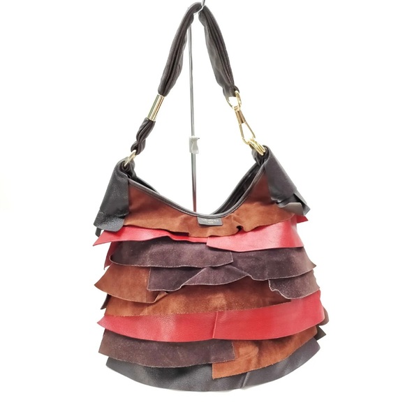 YVES SAINT LAURENT - Chevre Ruffle Saint Tropez Multicolor Leather Shoulder Bag - Picture 1 of 10
